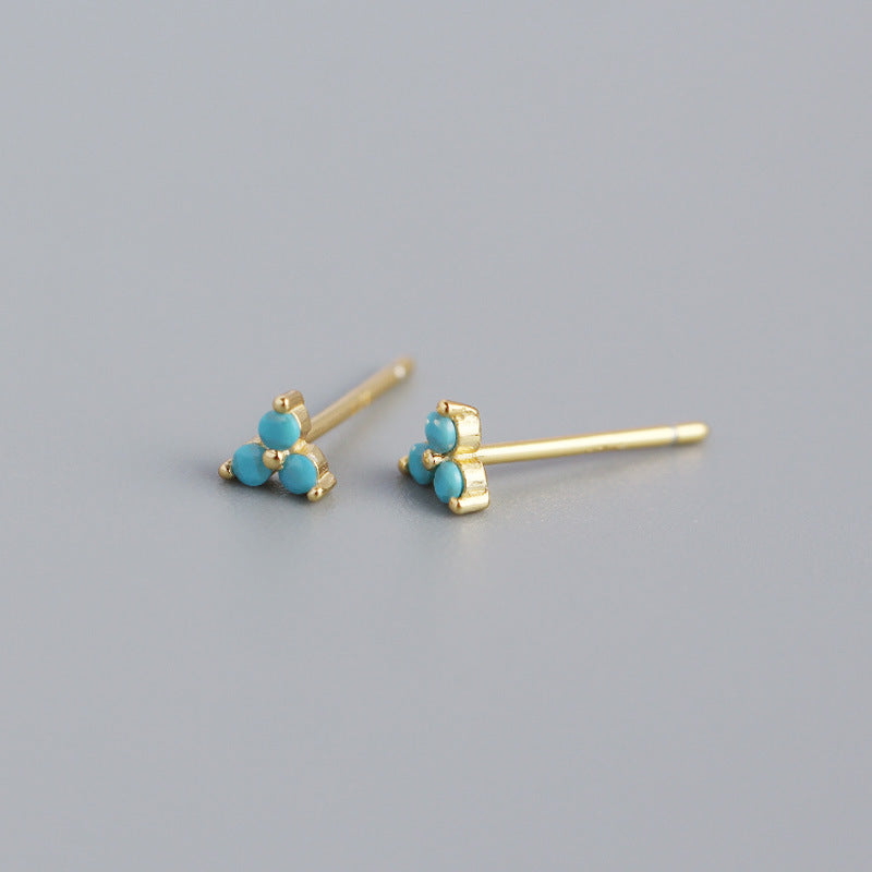 Wholesale Personalized Light Luxury Versatile Stacking Geometric Clover Diamond S925 Sterling Silver Earrings